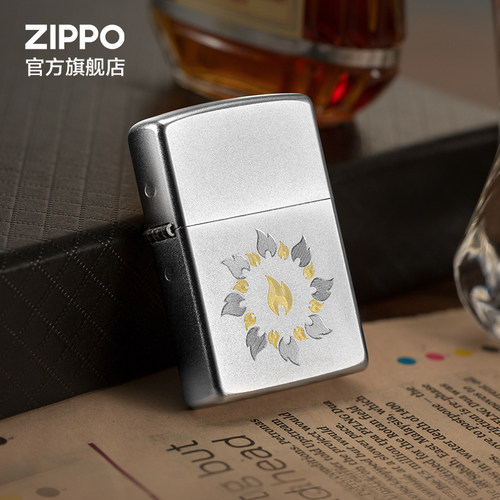 美国礼物zippo金银火圈子镀铬