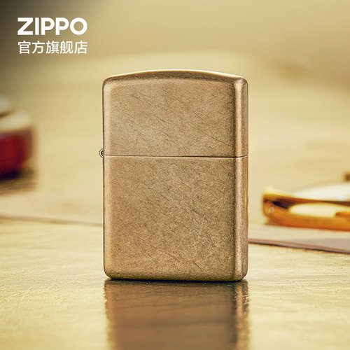 zippo厚壳-花砂镀金色煤油打火机