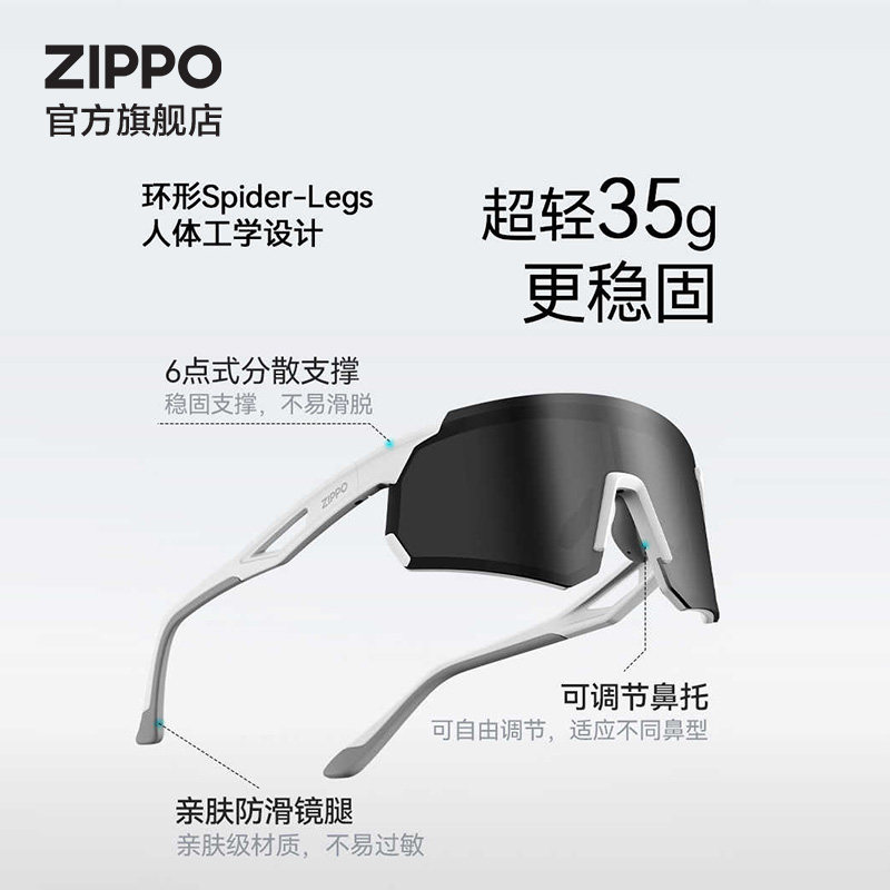 ZIPPO官方旗舰店正品骑行眼镜运动变色日夜两用夜间防护防风专业