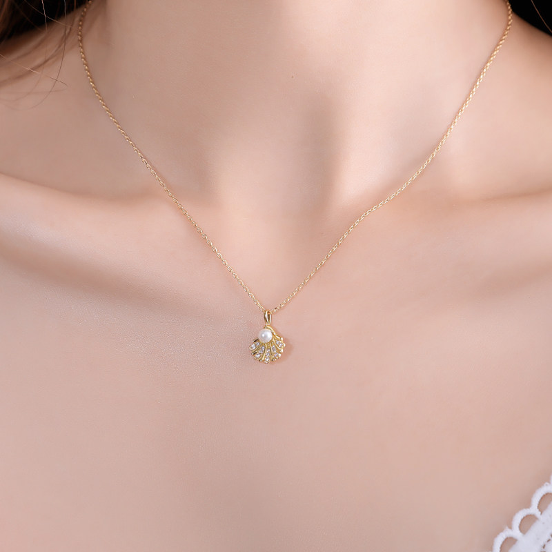 吉母皮亚贝壳珍珠925纯银饰项链女锁骨链ins轻奢小众设计感网红潮