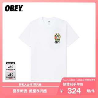 OBEY夏季新品艺术复古郁金香印花图案短袖T恤63710XXM