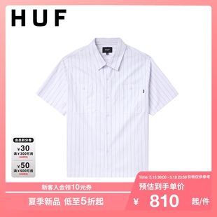 时尚 条纹设计字母印花短袖 夏季 衬衫 U00197M 新品 HUF男装