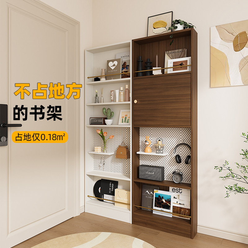 客厅门后不占地方的书架落地置物架一体靠墙轻奢大容量书籍陈列架