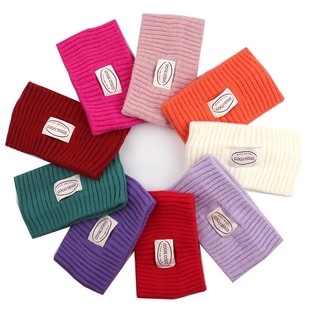 加大宽版 针织发带玫红色女网红ins街头发箍运动字母毛线头带韩版