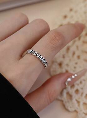 足银戒指 999足银铜钱戒指素圈男女同款2024新款小众独特配饰首饰