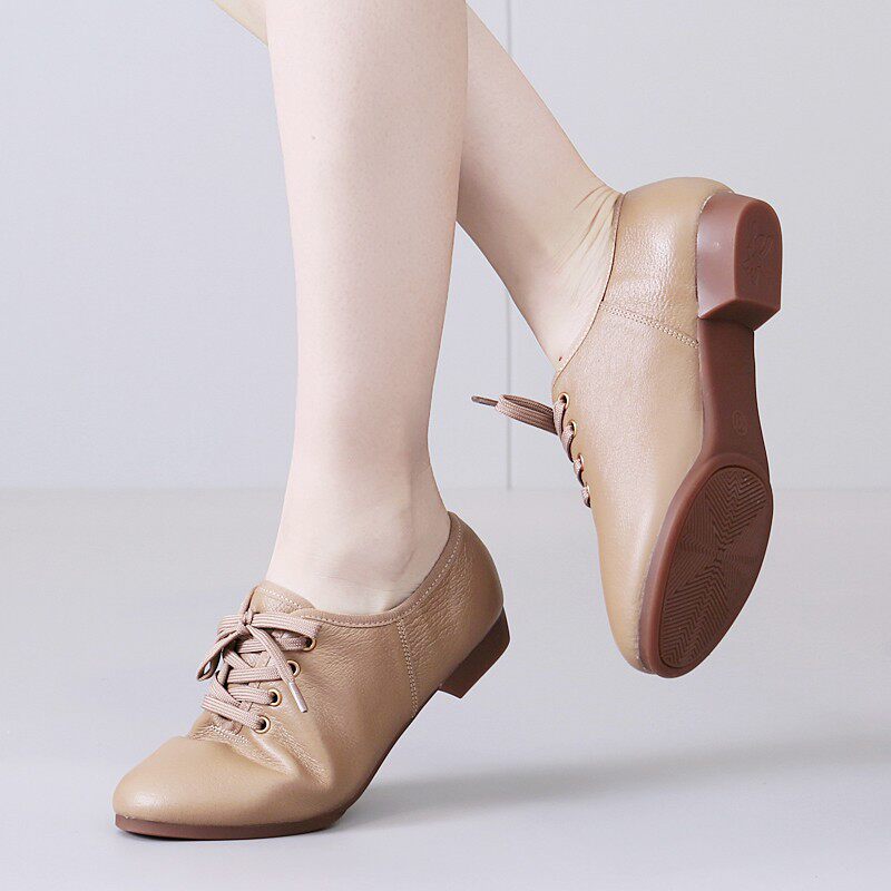 汝拉舞蹈鞋中国舞鞋民族舞鞋古典舞鞋真皮广场舞鞋低跟跳舞鞋系带