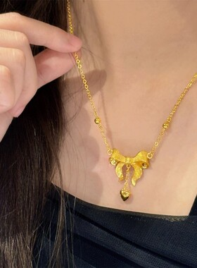 铜合金项链 新中式在逃公主蝴蝶结项链女时尚百搭锁骨链