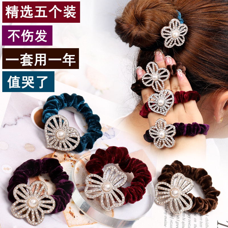 韩版5个装绒布发圈头绳发夹盘丸子头花扎头发皮筋发绳水钻头饰品在类目 饰品/流行首饰/时尚饰品新, 发饰中 - 来自Buy2taobao.com提供专业的淘宝代购服务