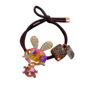 eicini艾西尼时尚水晶兔子头绳精致闪亮气质发绳女生丸子头发饰