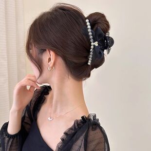 蝴蝶结抓夹女高级感发夹后脑勺大号发卡2024网红新款鲨鱼夹子头饰