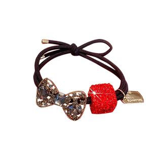 eicini艾西尼复古水晶蝴蝶结发圈新款满钻发绳时尚网红女简约气质