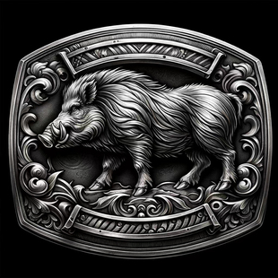 生肖猪皮带扣头 999纯银 男款天棚九齿守护平滑扣防过敏腰带扣礼