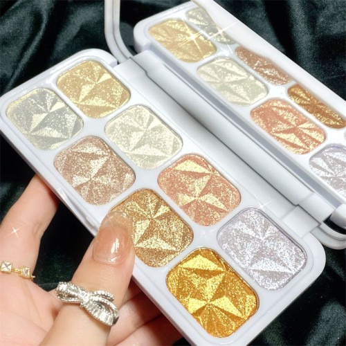 New 8 Colors Glitter Highlighter Face Contour Blush Palette