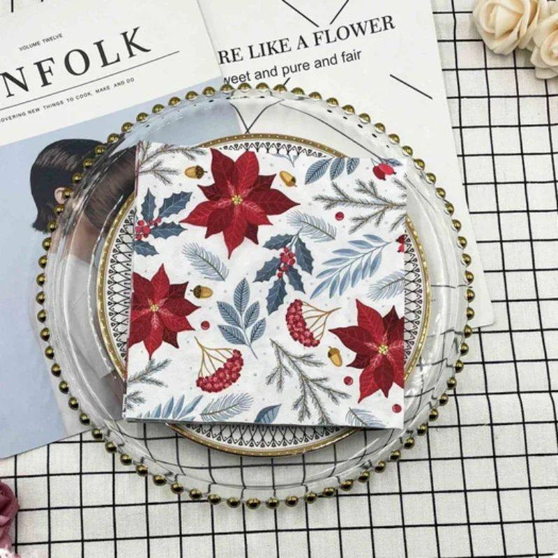 10/20pcs/Pac Colourful Printed Napk 2 Ply Featured Christmas