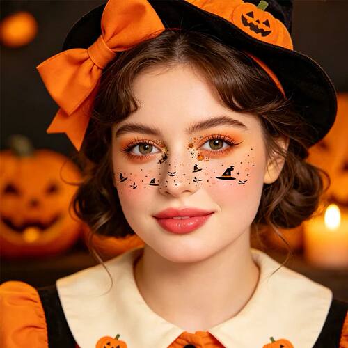 Halloween Bat Face Tattoo Stickers 12sheets/set Waterproof D