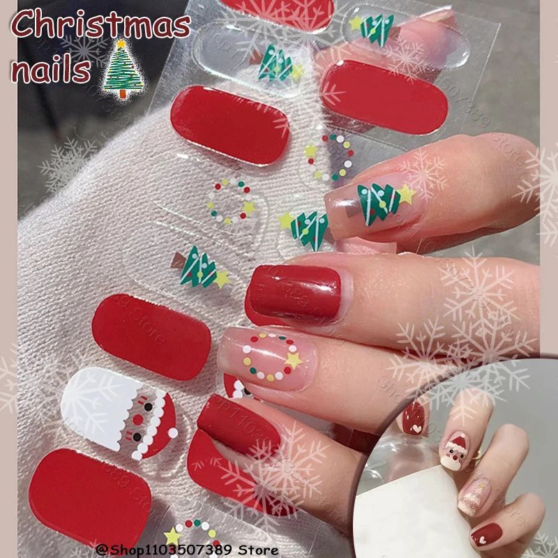 Christmas Sticker Nail Decal Winter Snowflake Semi-cured Gel