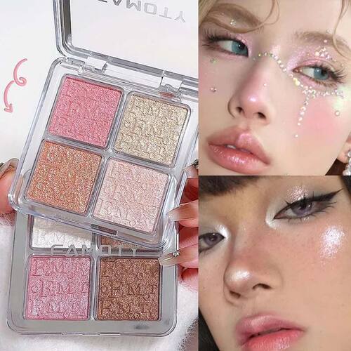 4 Colors Diamond Highlighter Powder Palette Glitter Face Con