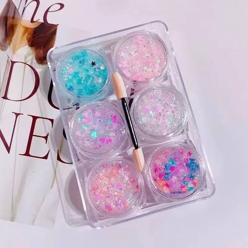 6pcs/Set Sequ Face Glitter Gel Makeup,Eyeshadow Glitter for