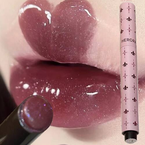 Mulberry Purple Shimmer Lip Jelly Pen Moisturizing Mirror Wa