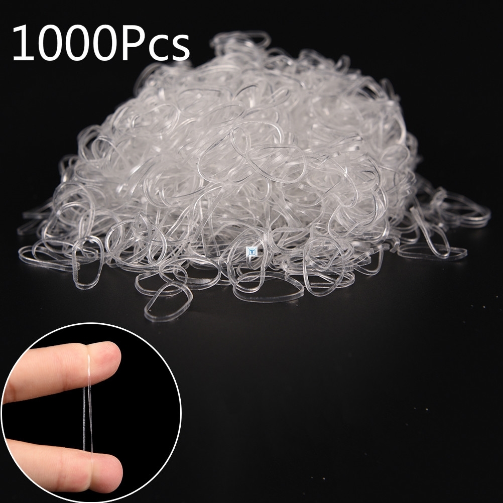 1000pcs/pack Transparent Hair Elastic Rope Rubber Band For