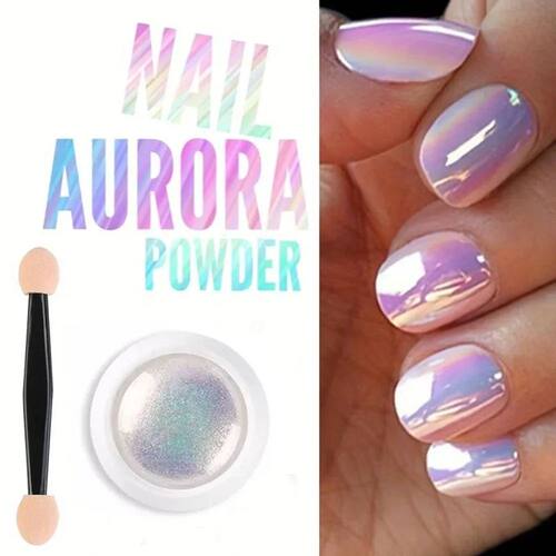 1Jar Pearl Effect Nail Powders Mirror Aurora Chrome Mermaid