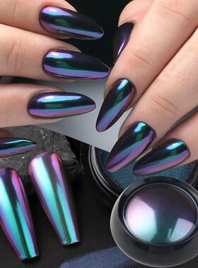 1 Box Chameleon Chrome Nail Art Powder with 1 Brush Gradient