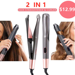 2 In 1 Hair Straightener and Curler Curling Iron for All Hai