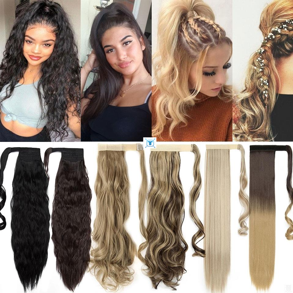 30colors clip in ponytail hair extension synthetic false hai