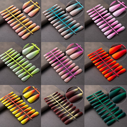 Matte Gradient Fake Nails Full Cover  Ballet Press on Nail C