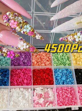 12/15Grids Acrylic Flower Nail Charms Mix Colors Set 3D Flow