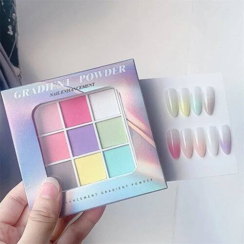 Manicure 9 Colors Patting Nail Powders Solid Fine Glitter Ma