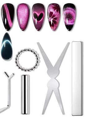 6Pcs Nail Magnet Tool Set Cat Eye French Tips Cat Eye Heart