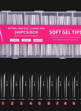 240pcs/box Press On Acrylic Nails Water Pipe Transparent Sup