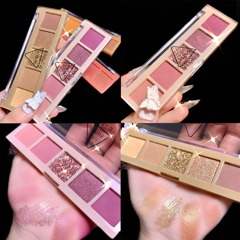 5 color eyeshadow palette small and portable earth purple co