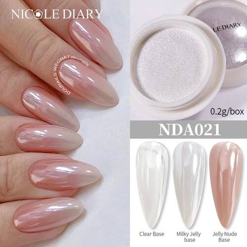 Bright White Pearl Nail Powder Moonlight Plating Mirror Auro