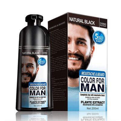 Natural Black Beard Dye Shampoo Permanent Long Lasting Beard