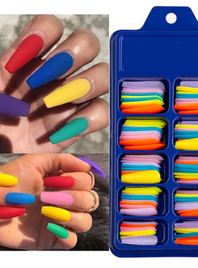 100 Pieces Candy Color False Nail Wearable Full Cover Solid