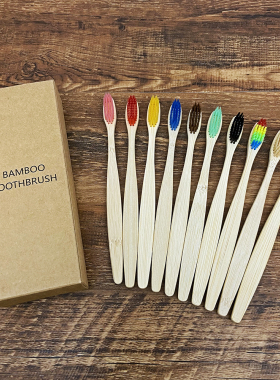 10PCS Biodegradable Bamboo Toothbrush Teeth Colorful Bristle