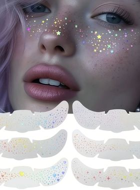 6 Sheets Glitter Freckles Holographic Stickers Heart Freckle