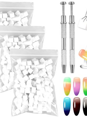 300PCS Soft Nail Sponges 1CM for Ombre Nails Brush with 2PCS