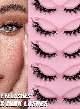 Natural Lashes 5 Pairs Cat Eye Lashes Faux Mink Eyelashes