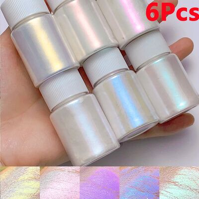 6Pcs/Set Aurora Mermaid Nail Art Powder High-Gloss Polarized