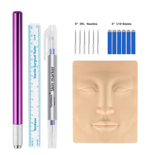Microblading Manual Tattoo Pen Kit with U18pin Blades and Ta