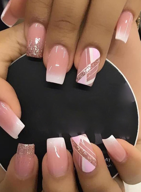 24pcs False Nail Full Cover Fake Nail Elegant Pink Gradient