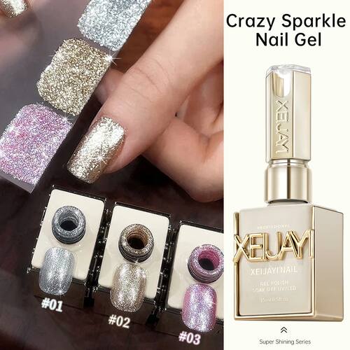 1pc/3pcs  Flashing Wildly Glitter  Nail Gel Set Semi Permane
