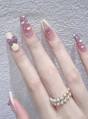 24pcs Wearable Pink Press On Fake Nails Tips With Glue false