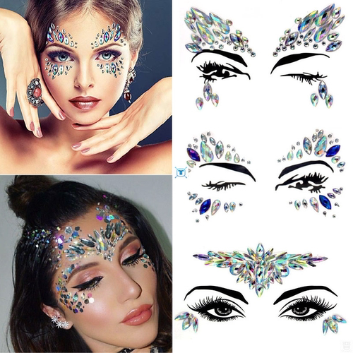 3pcs  Eyebrow F Body Art Crystal Glitter Jewels Christmas