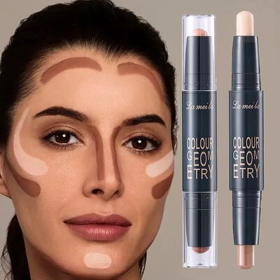 Dual-ended contour stick, facial foundation, concealer, long