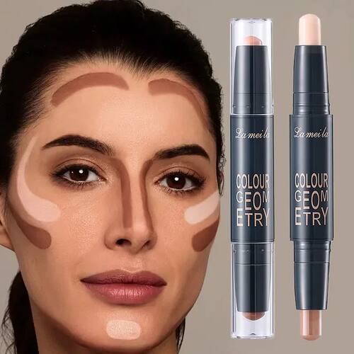 Dual-ended contour stick, facial foundation, concealer, long