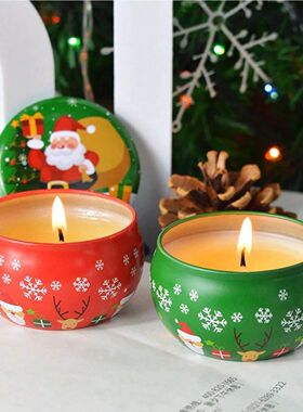 1/2PCS Christmas Atmosphere Aroma Candles Santa Claus Tin Bo